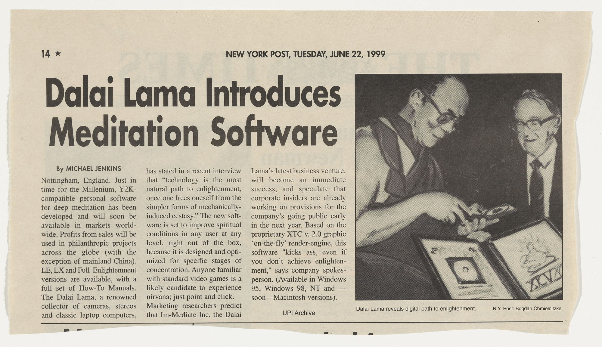 Vik Muniz. Dalai Lama Introduces Meditation Software from the series Personal Articles