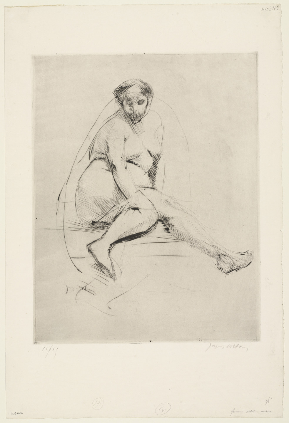 Jacques Villon. Seated Nude (Femme assis nue). 1910