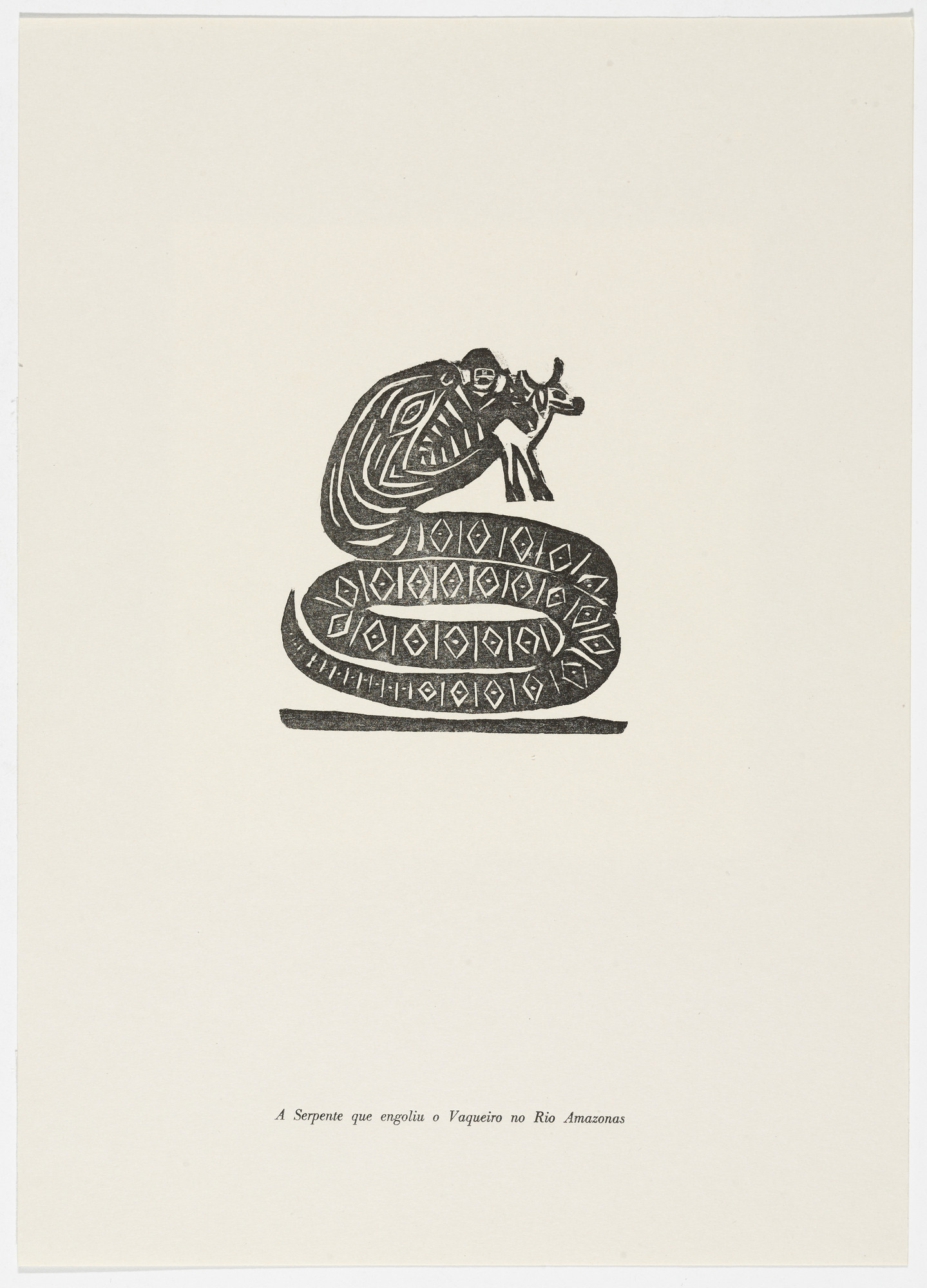 José Costa Leite. A Serpente que engoliu o Vaqueiro no Rio Amazonas from the portfolio Xilogravura Popular do Nordeste (Popular Woodcuts of the Northeast)