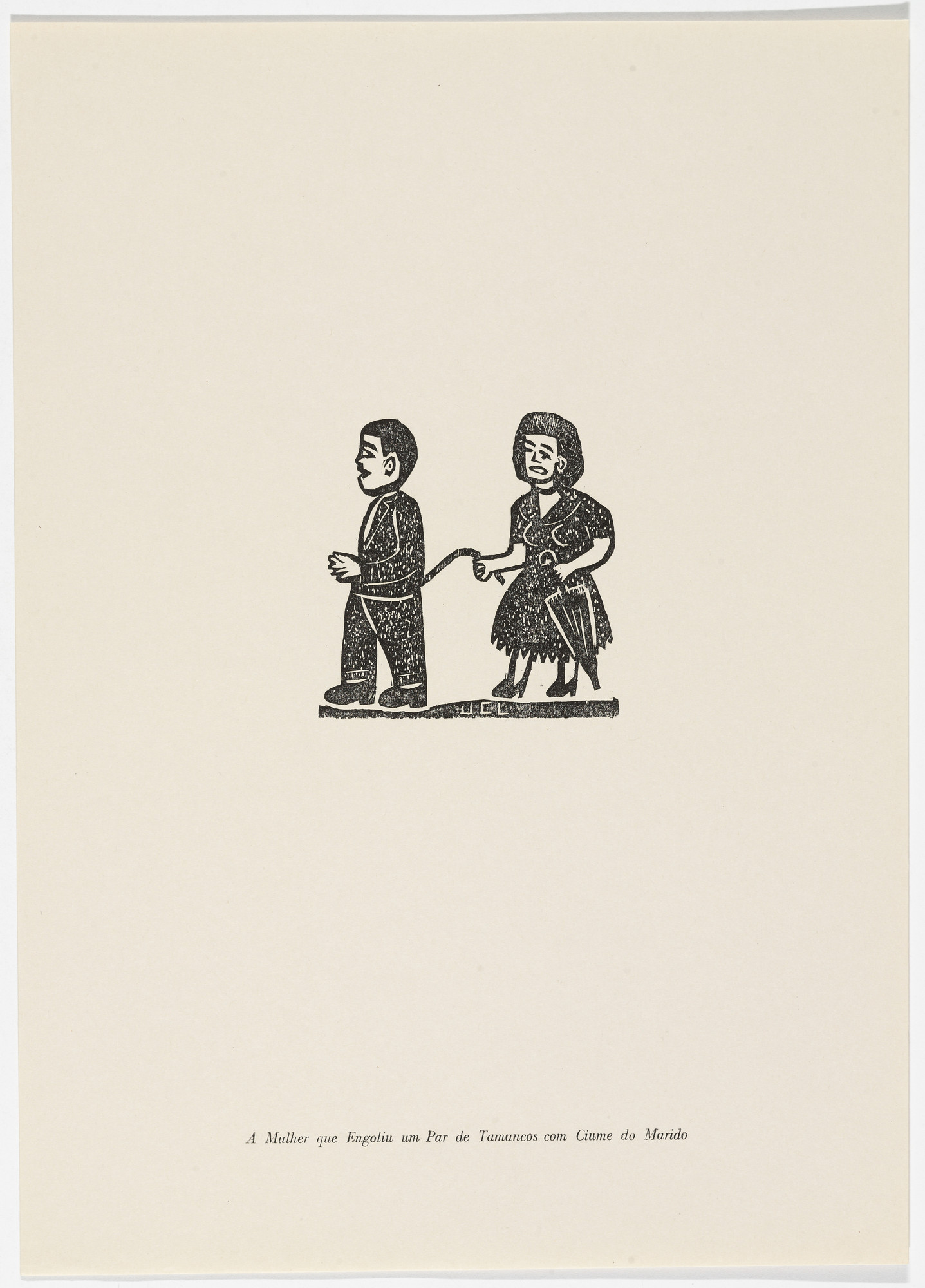 José Costa Leite. A Mulher que Engoliu um Par de Tamancos com Ciume do Marido from the portfolio Xilogravura Popular do Nordeste (Popular Woodcuts of the Northeast)