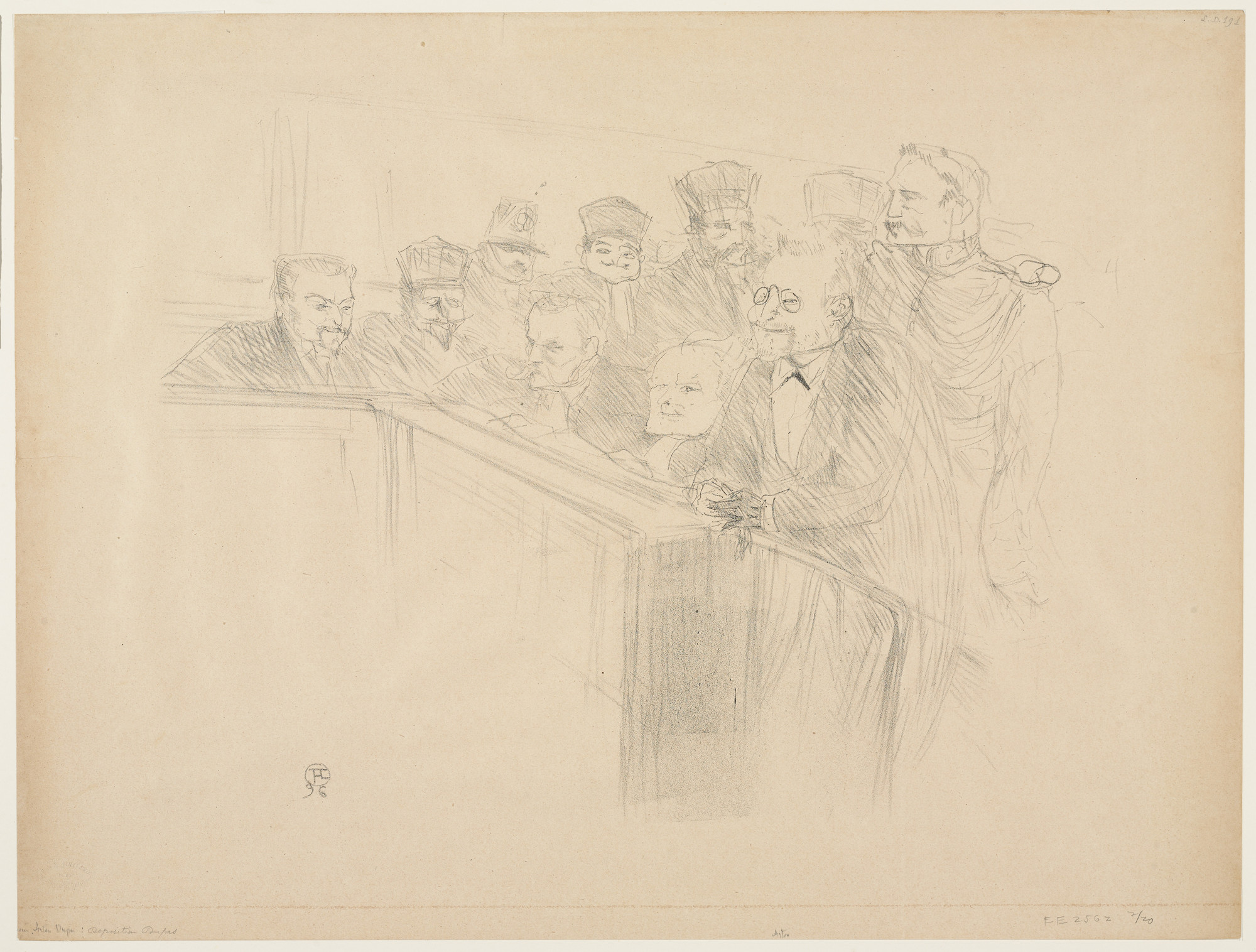 Henri de Toulouse-Lautrec. The Arton Trial (Procès Arton), first plate