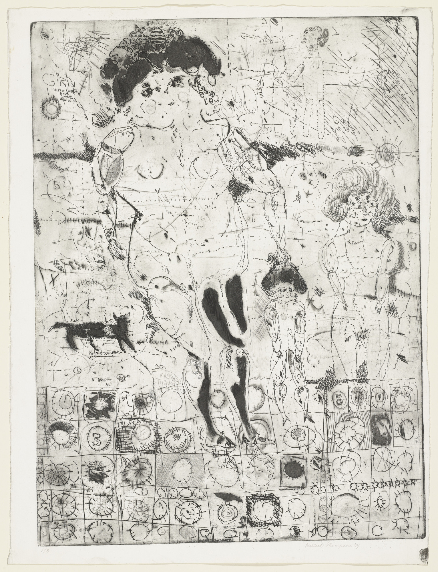 Mildred Thompson. Girl with Dolls and Toys