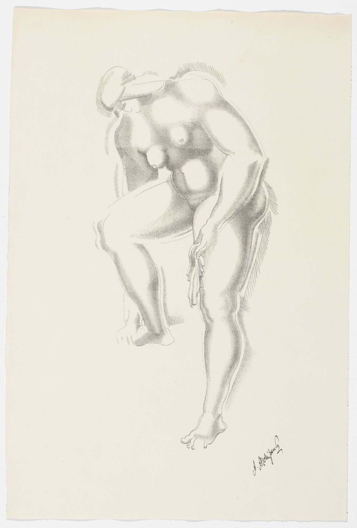 Alexander Archipenko. Untitled (Bather) from the portfolio Alexandre Archipenko: Dreizehn Steinzeichnungen