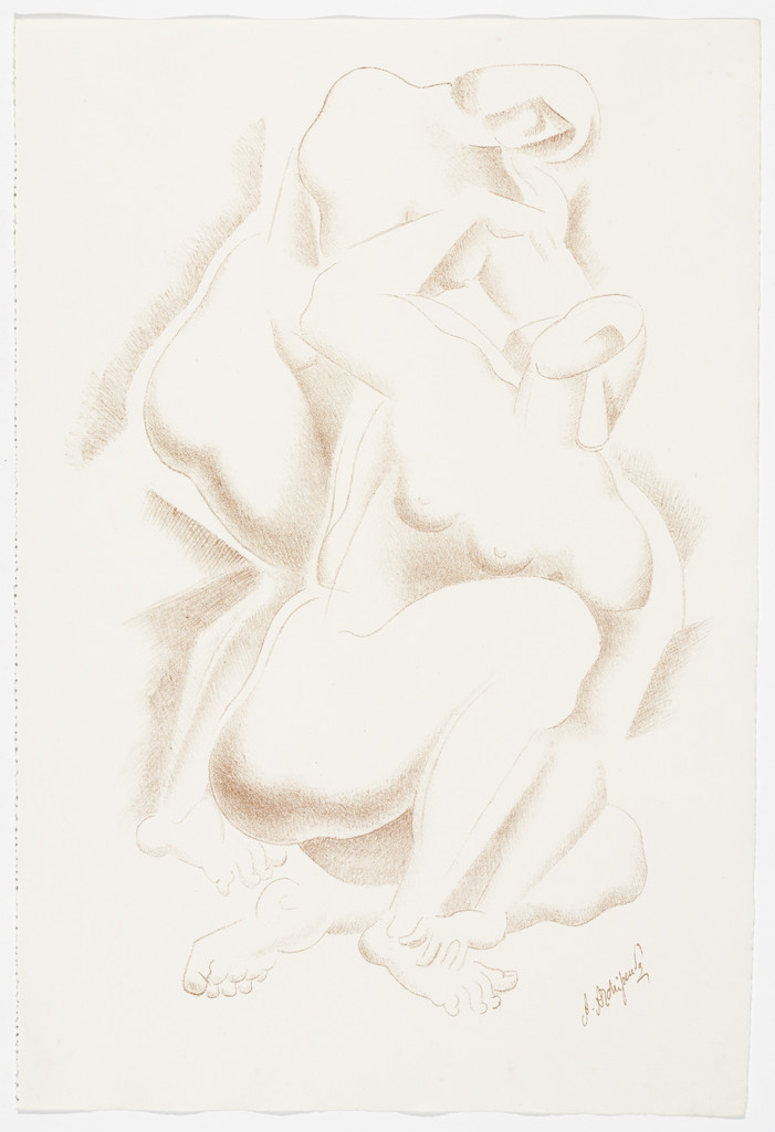 Untitled (Two Figures) from the portfolio Alexandre Archipenko: Dreizehn Steinzeichnungen