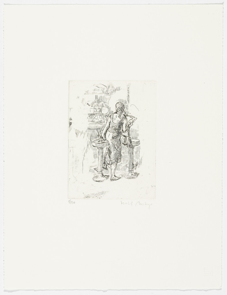 Girl Getting on a Soda Fountain Stool from the portfolio Eight Etchings II, 1936-1959