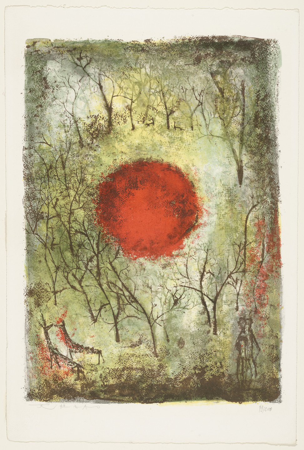 Zao Wou-ki. The red sun (Le soleil rouge). 1950