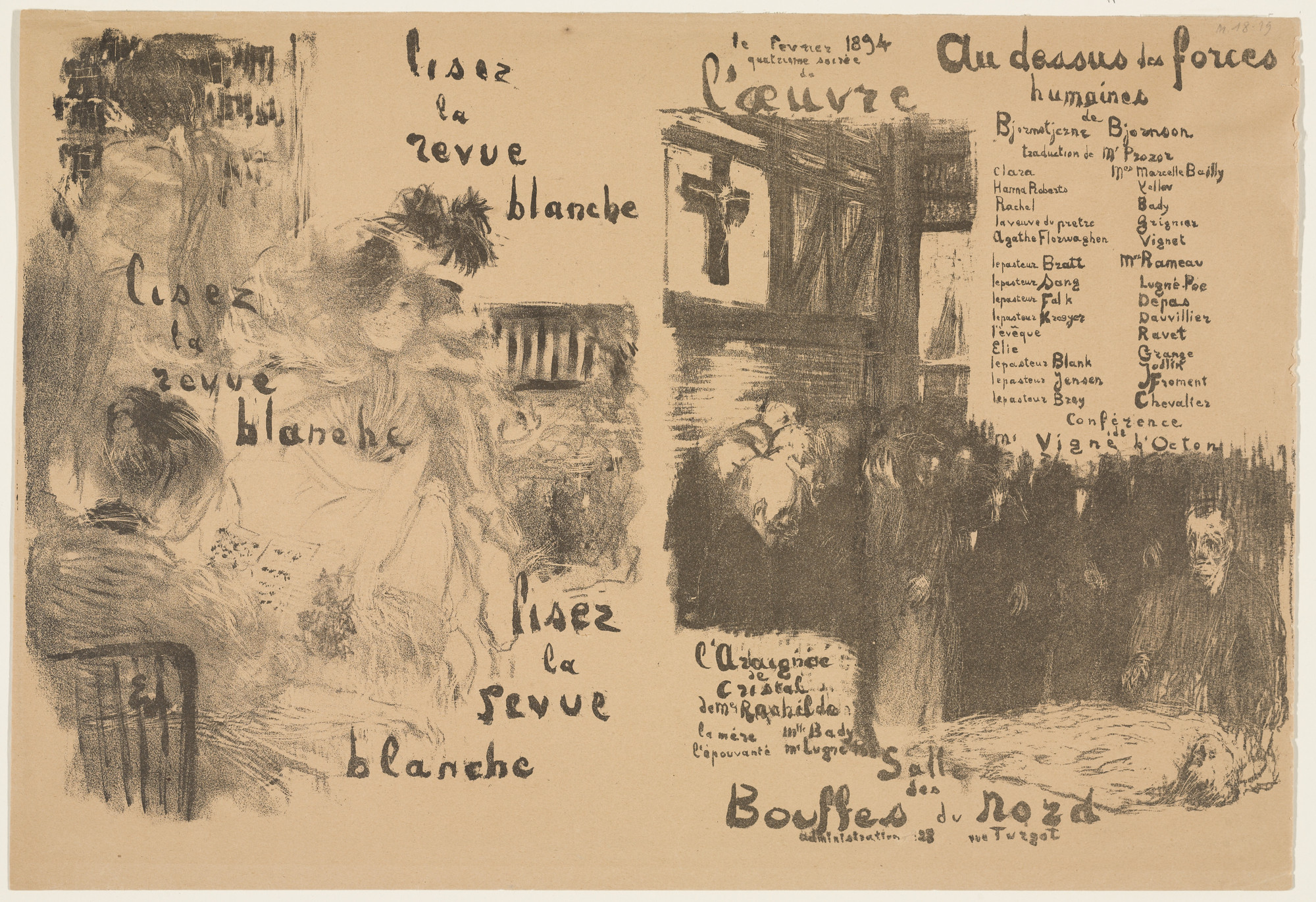Édouard Vuillard. Program for Au dessus des forces humaines