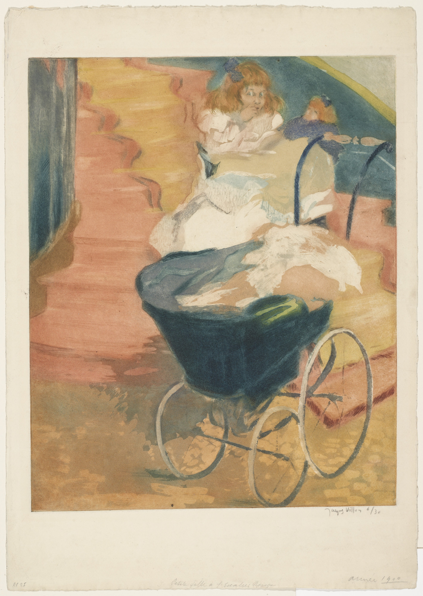 Jacques Villon. Little Girl on a Red Staircase (Petite fille a l'escalier rouge)