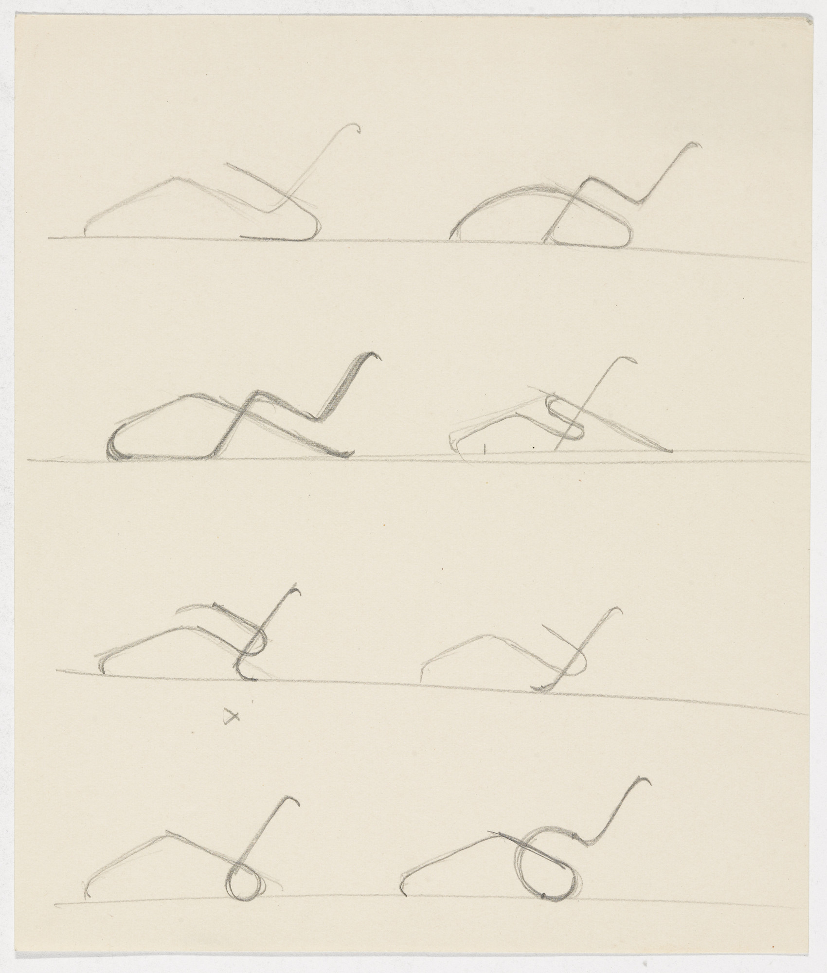 Ludwig Mies van der Rohe. Reclining Chair with Arms. Reclining Chair without Arms. (Elevation sketches)