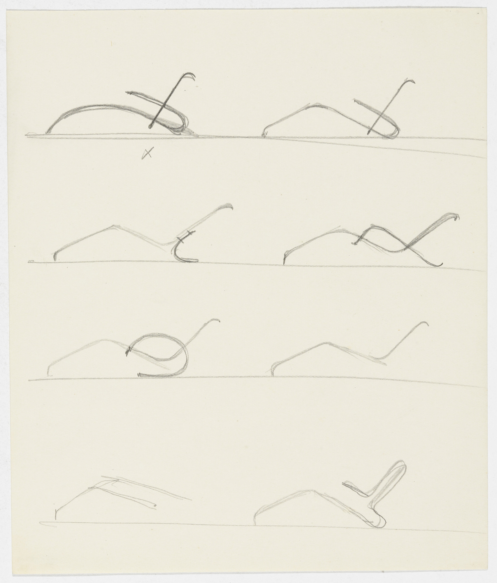 Ludwig Mies van der Rohe. Reclining Chair with Arms. Reclining Chair without Arms. (Elevation sketches)