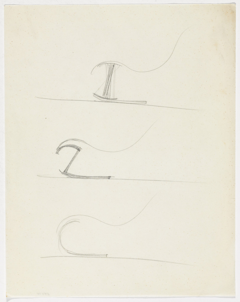 Reclining Chair without Arms (Three elevation sketches)