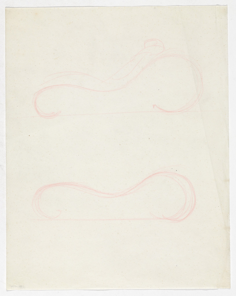 Reclining Chair without Arms (Two elevation sketches, one with figure)