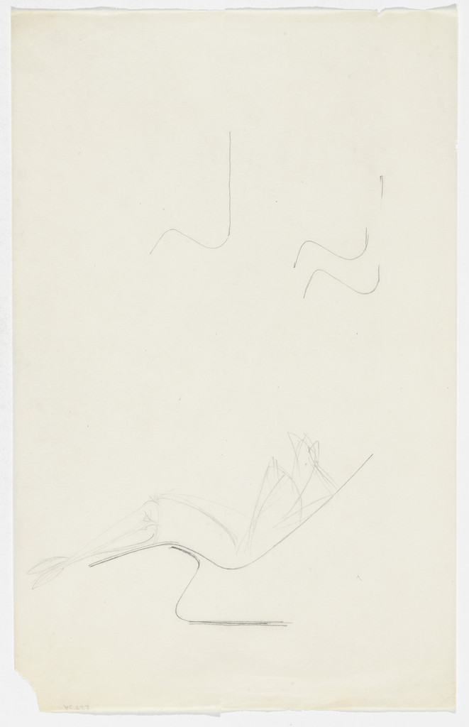 Reclining Chair without Arms (One elevation sketch, one with figure)