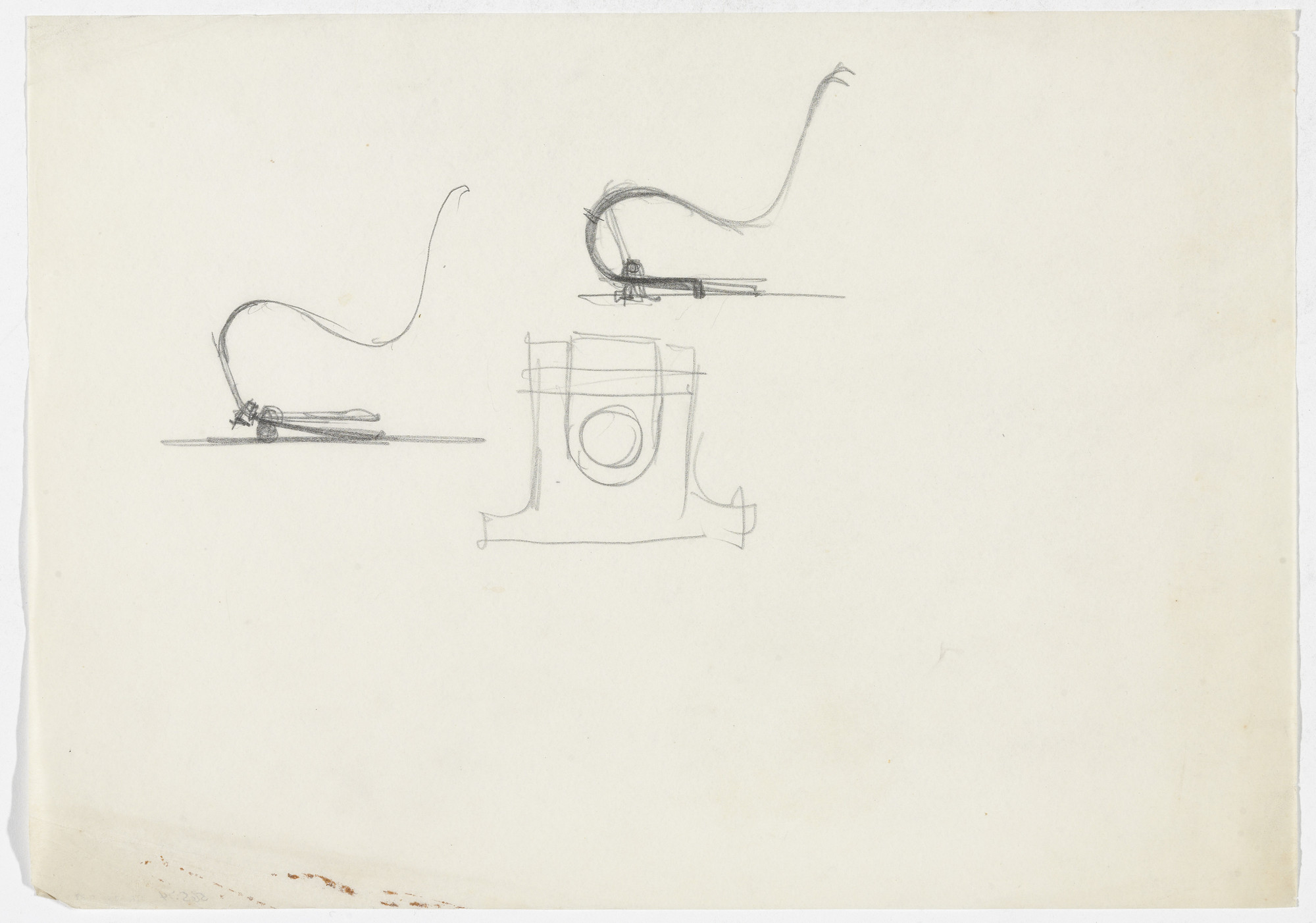 Ludwig Mies van der Rohe. Reclining Chair without Arms (Two elevation sketches; one unidentified sketch)
