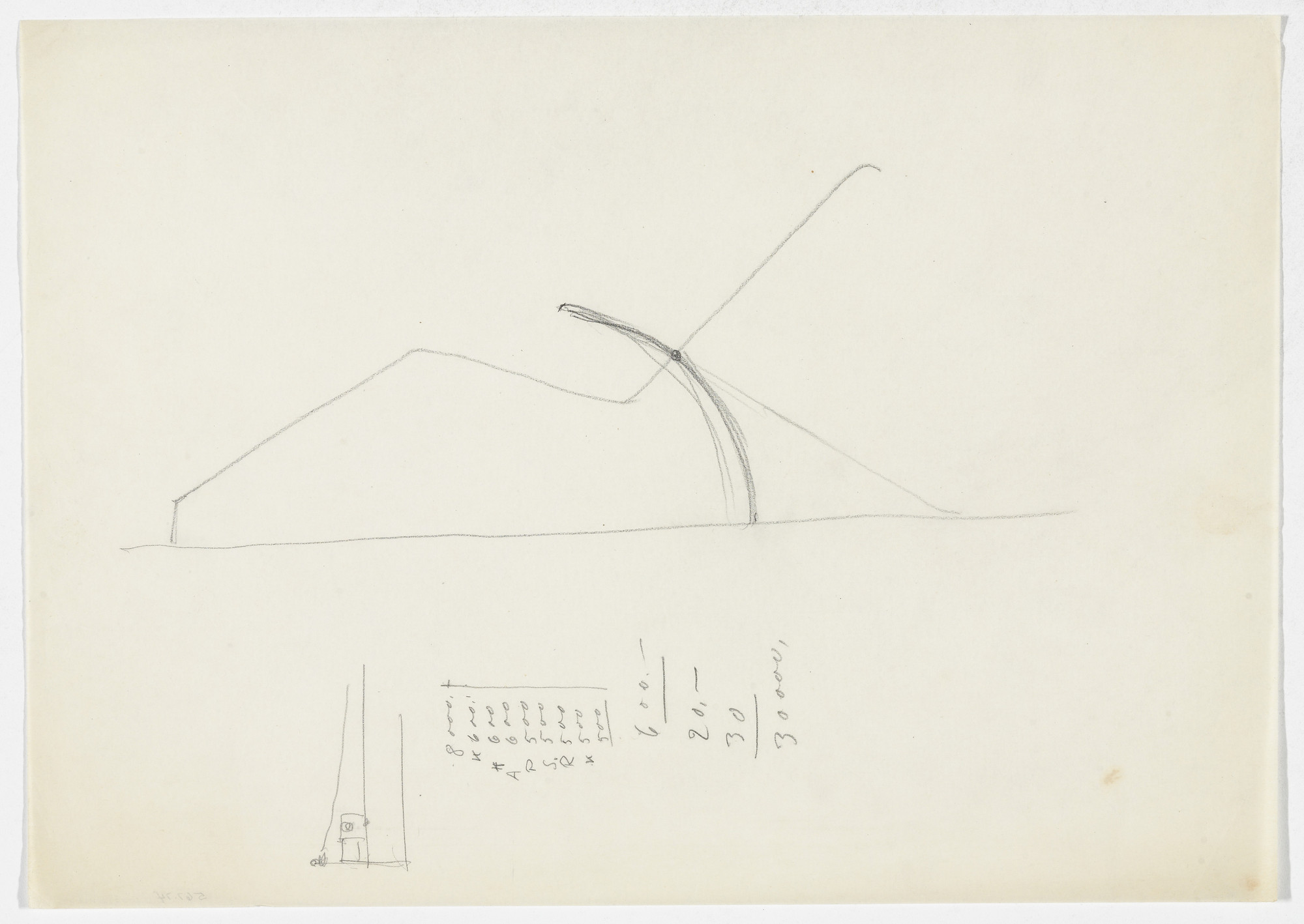 Ludwig Mies van der Rohe. Reclining Chair with Arms (Elevation sketch)