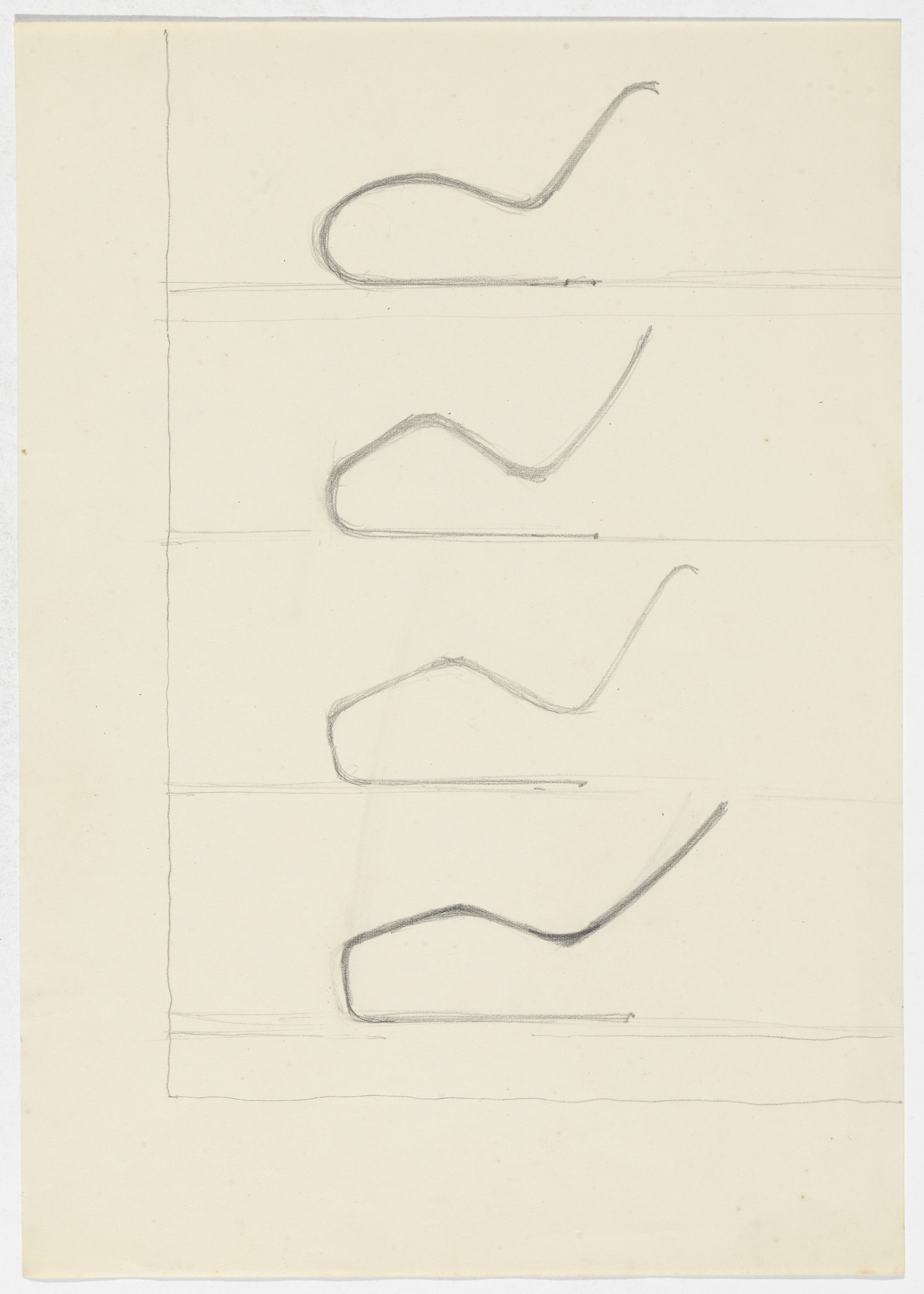 Ludwig Mies van der Rohe. Lounge Chair (similar to MR Lounge Chair). MR100 Reclining Chair. (Elevation sketches)