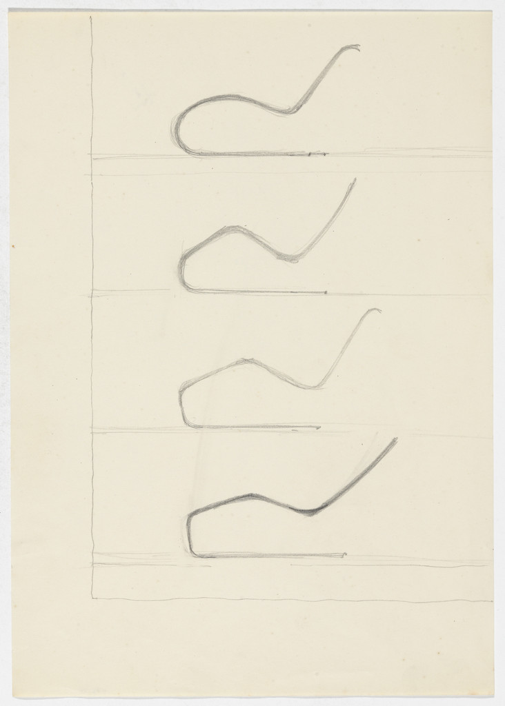 Lounge Chair (similar to MR Lounge Chair). MR100 Reclining Chair. (Elevation sketches)