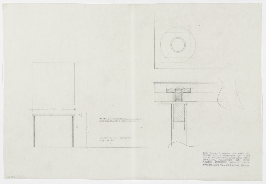 Brno Tea Table (Plan, elevation, joining system detail section)