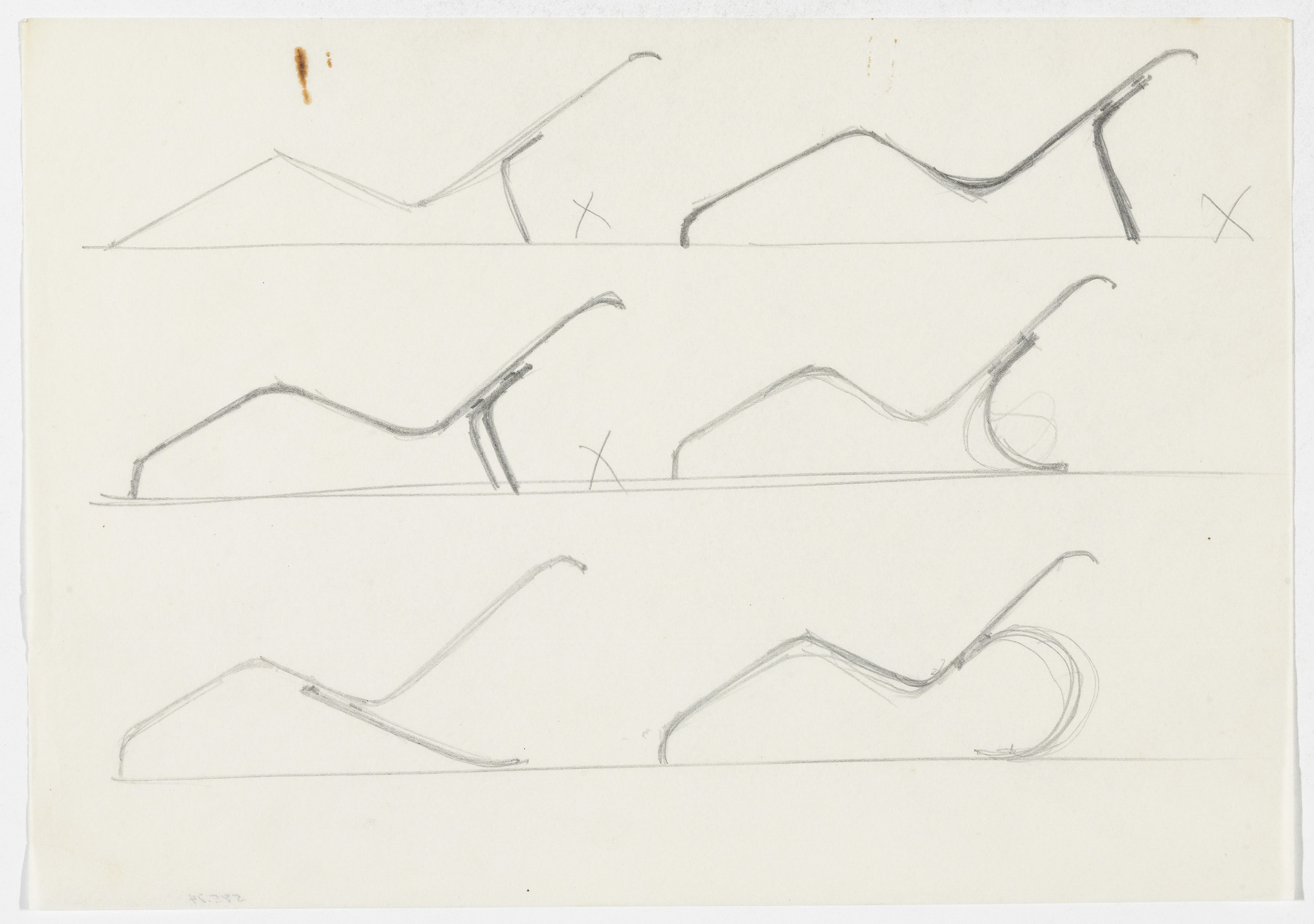 Ludwig Mies van der Rohe. Reclining Chair without Arms (Six elevation sketches)