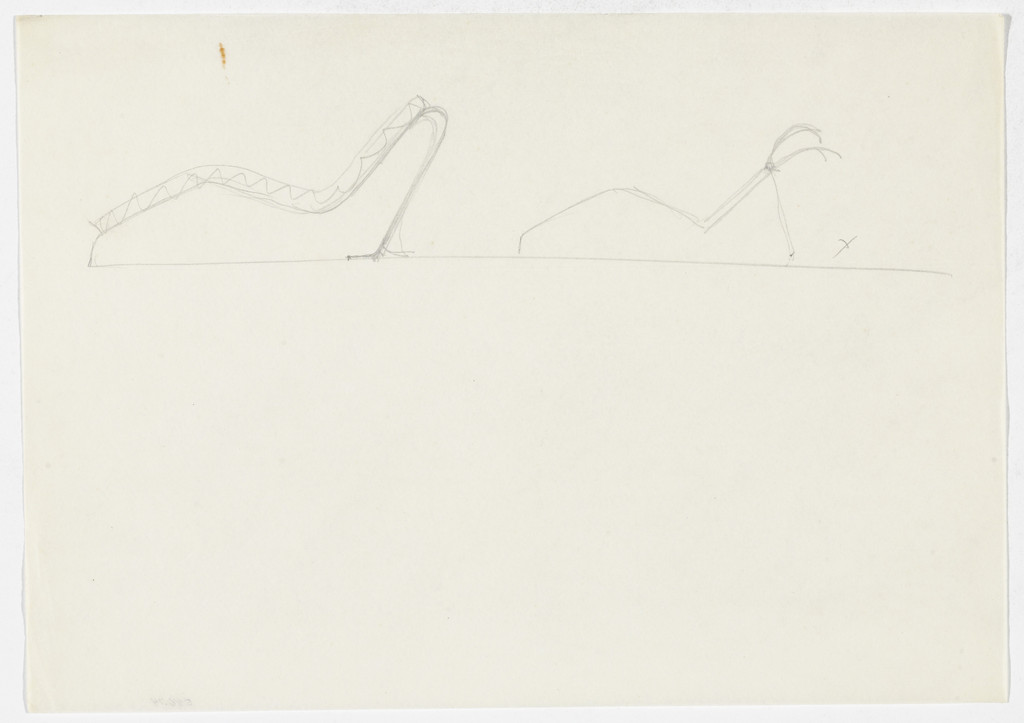 Reclining Chair without Arms (Two elevation sketches)