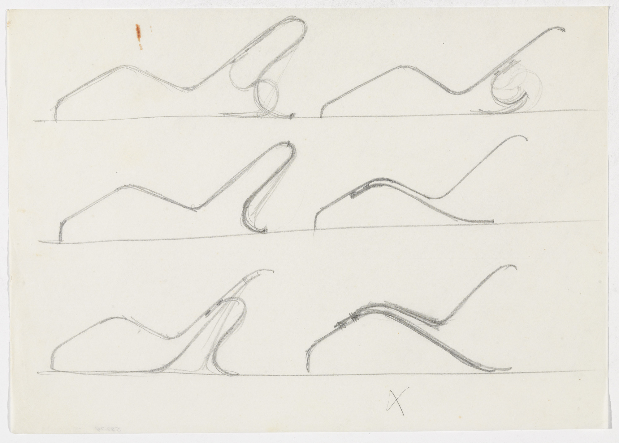 Ludwig Mies van der Rohe. Reclining Chair without Arms (Six elevation sketches)