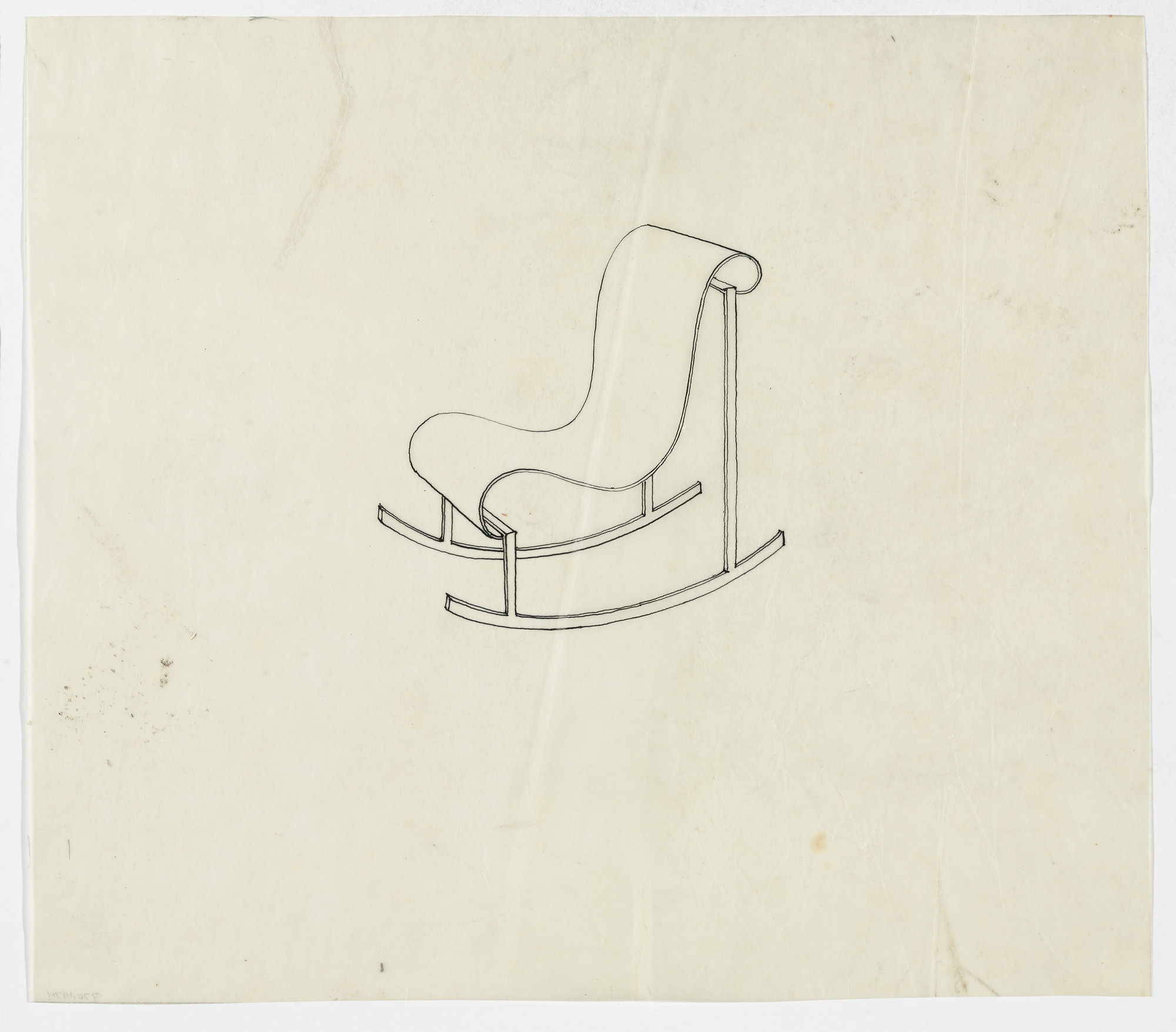 Ludwig Mies van der Rohe. Lounge Chair with Rocker, without Arms (Perspective sketch)