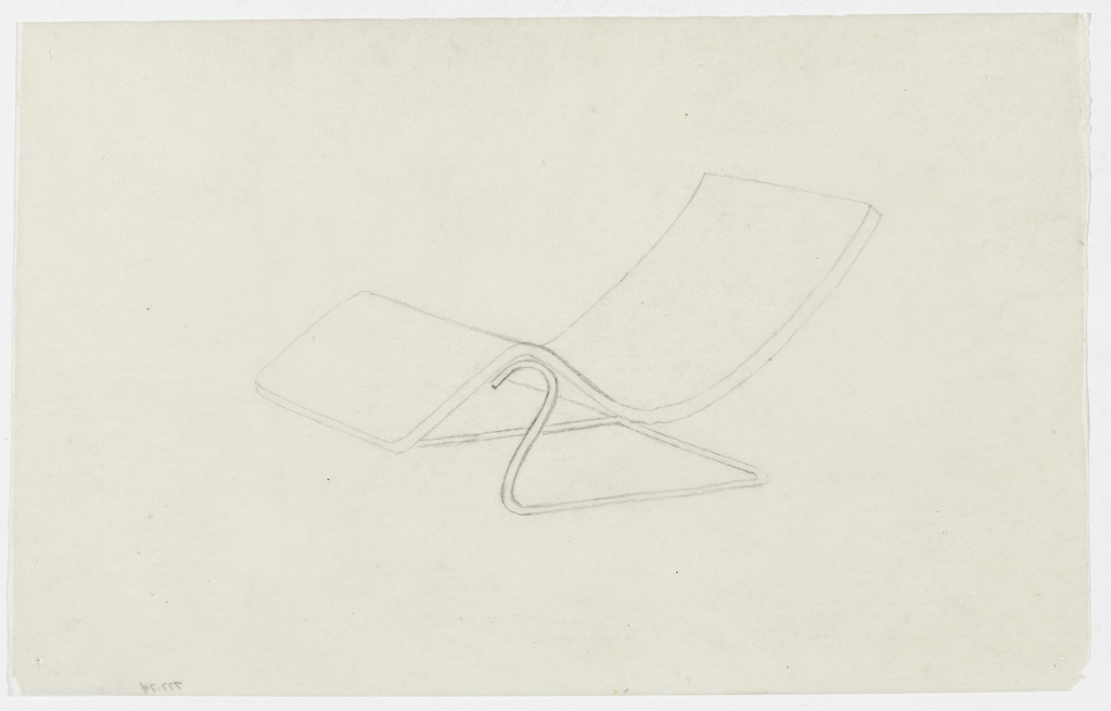 Reclining Chair without Arms (Perspective sketch)