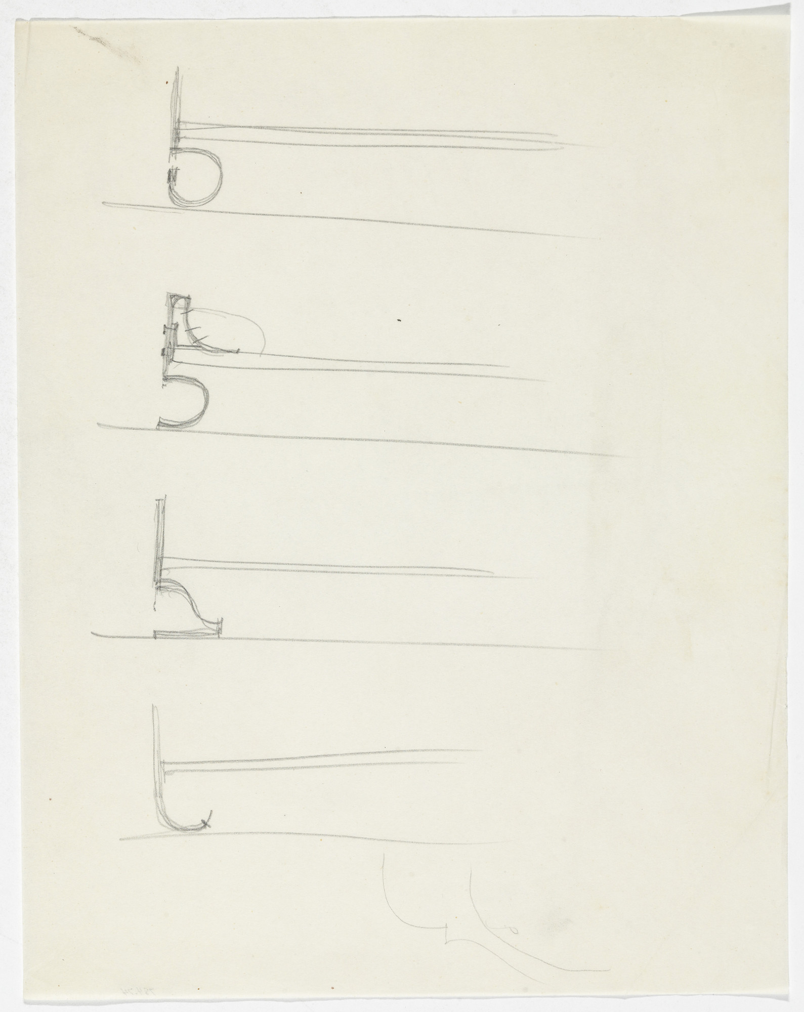 Ludwig Mies van der Rohe. Bed Detail (Four elevation sketches)