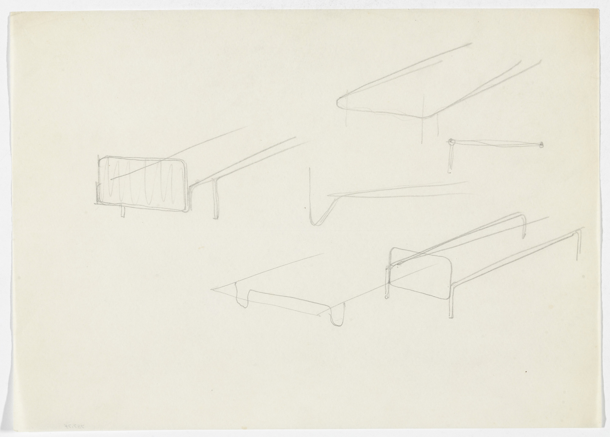 Ludwig Mies van der Rohe. Bed Details (Perspective sketches)