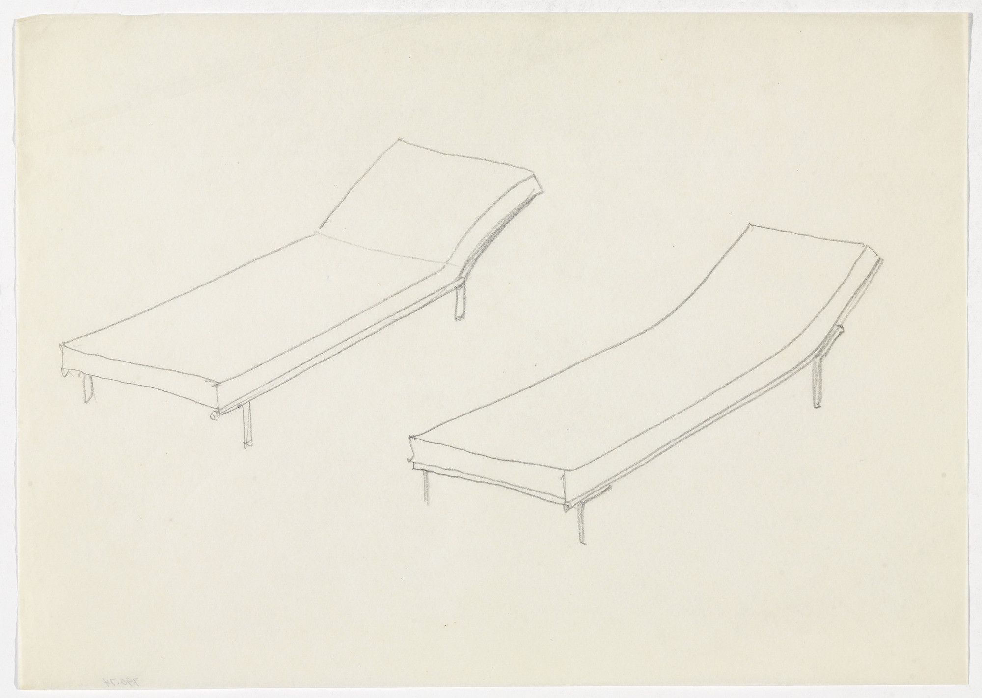 Ludwig Mies van der Rohe. Daybed (Perspective sketches)