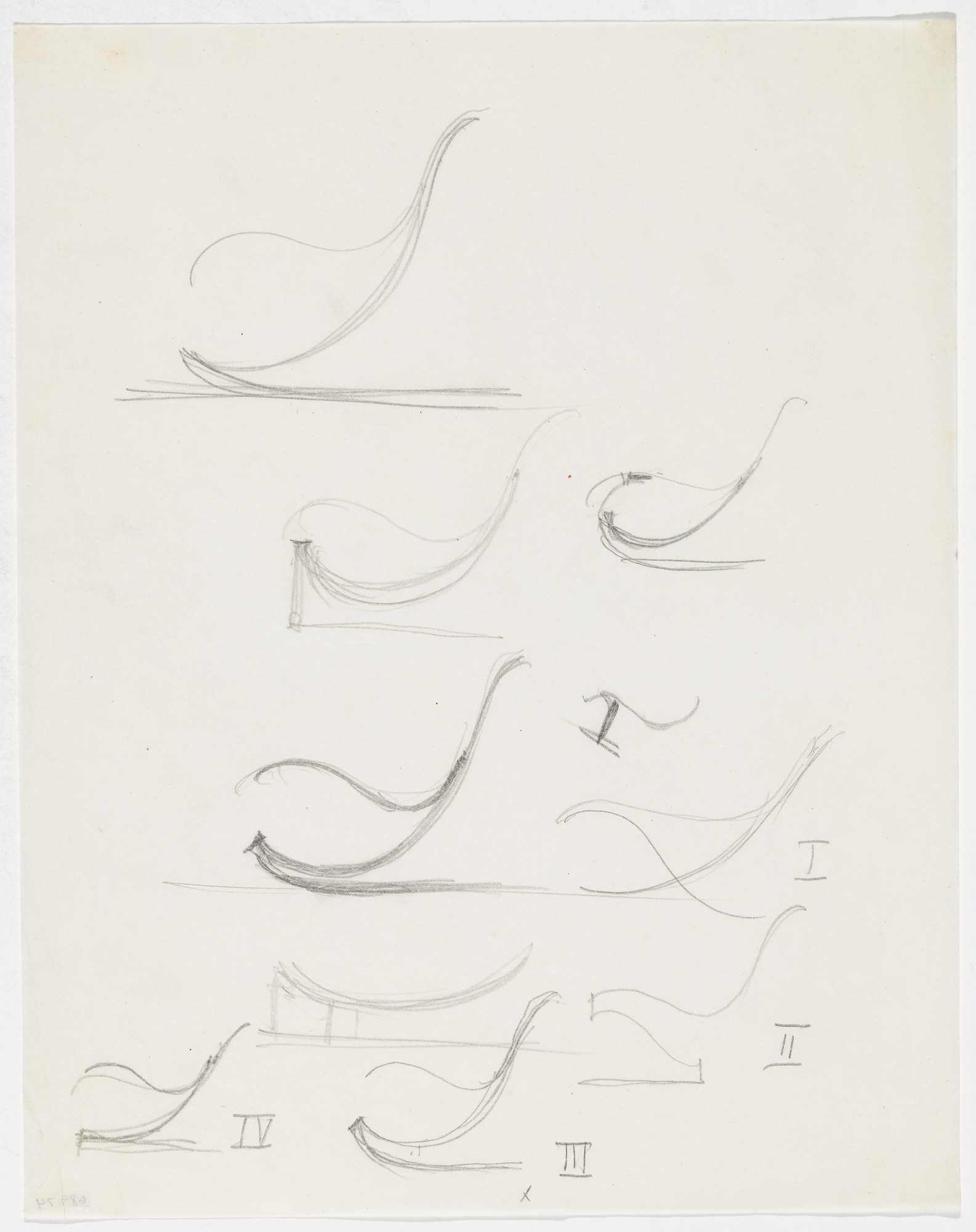 Mies van der Rohe. Barcelona Chair. Lounge Chair without Arms. (Elevation sketches). | MoMA