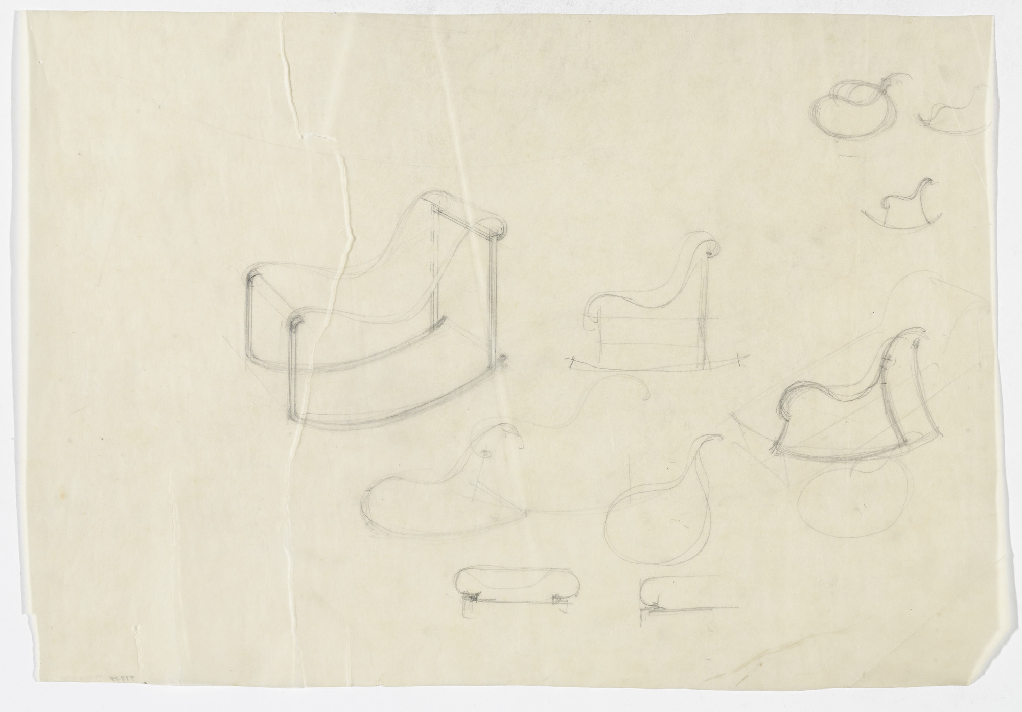 Ludwig Mies van der Rohe. Spring Chair (Elevation sketch)
