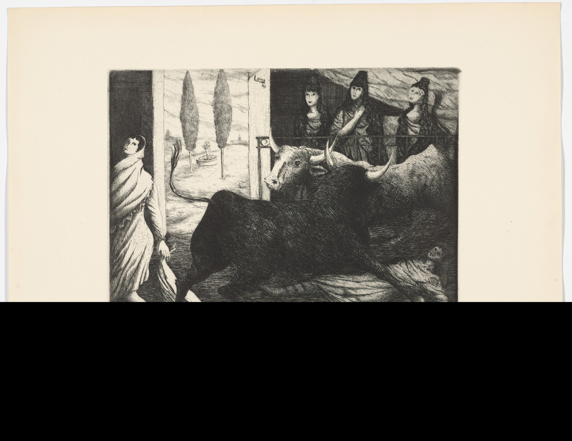 Antonio Rodríguez Luna. Loose Bulls ( Toros Sueltos )from Ten Etchings ( Diez Aguafuertes )