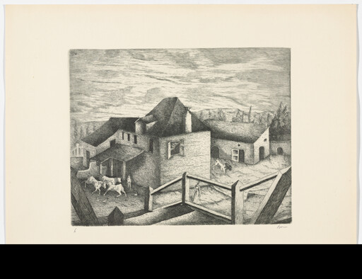 Antonio Rodríguez Luna. Varetz (France) Landscape [ Paisaje de Varetz (Francia) ]from Ten Etchings ( Diez Aguafuertes )