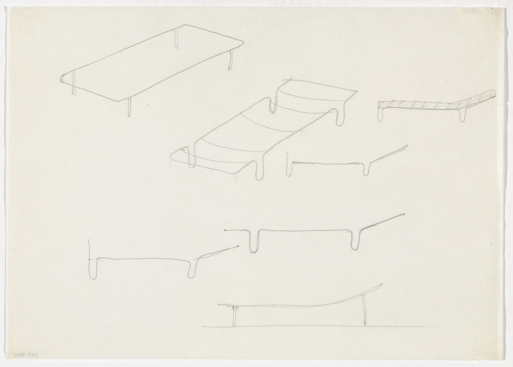 Day Bed. Day Bed Frame. (Perspective sketches, elevation sketches)