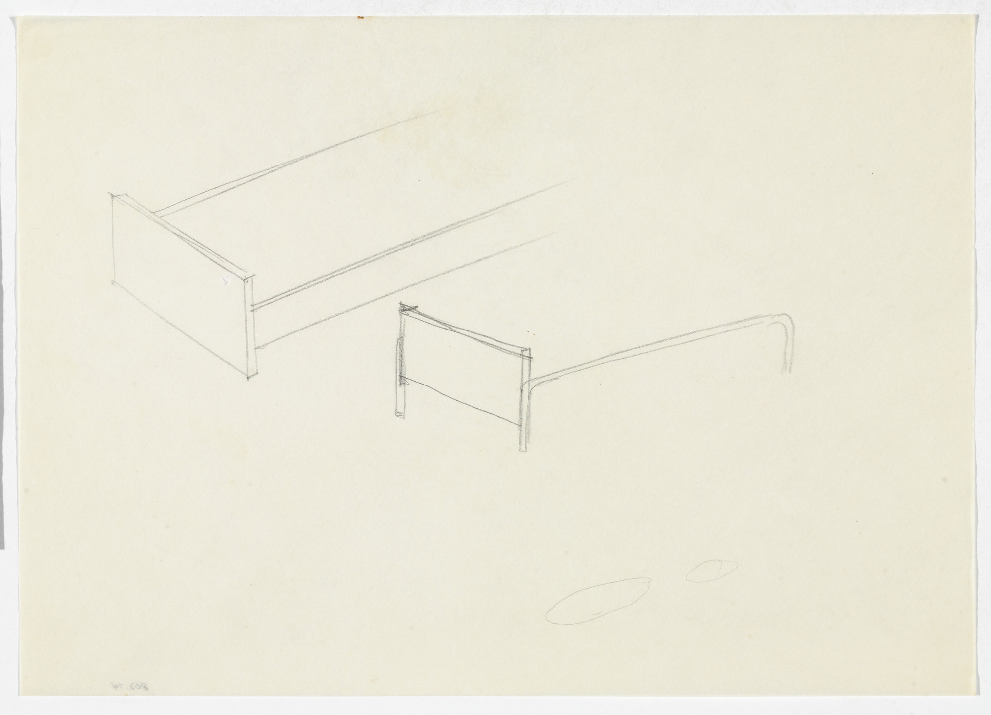 Ludwig Mies van der Rohe. Bed Detail (Perspective sketches)