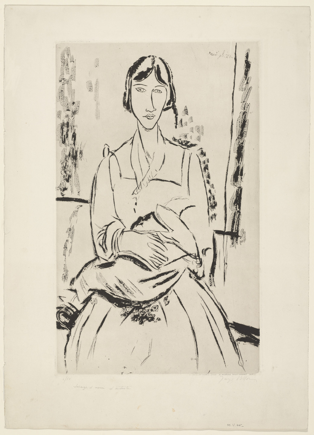 Jacques Villon. Italian Girl (L&#39;Italienne), After Modigliani. 1926