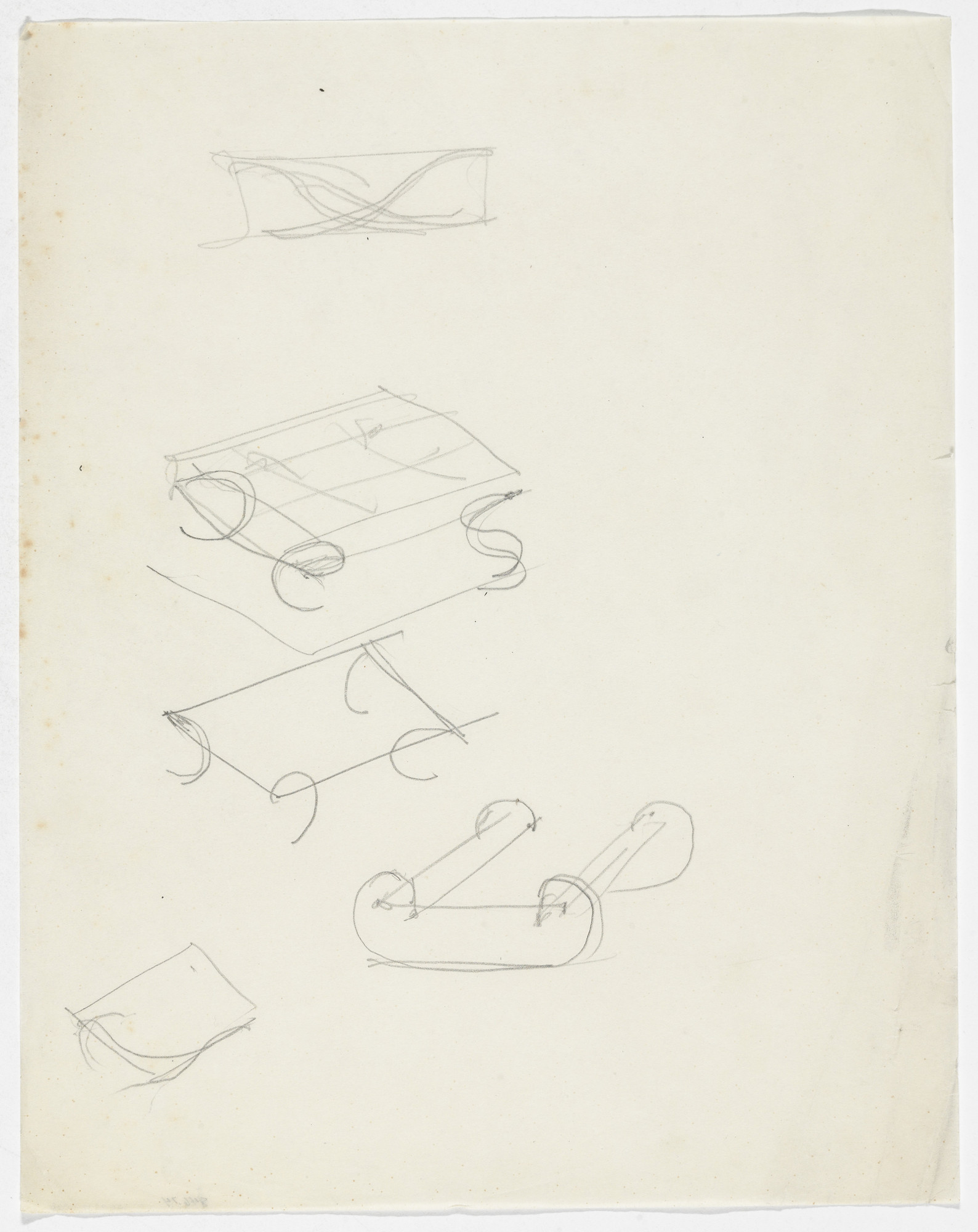 Ludwig Mies van der Rohe. Tables (Elevation sketch, perspective sketches)