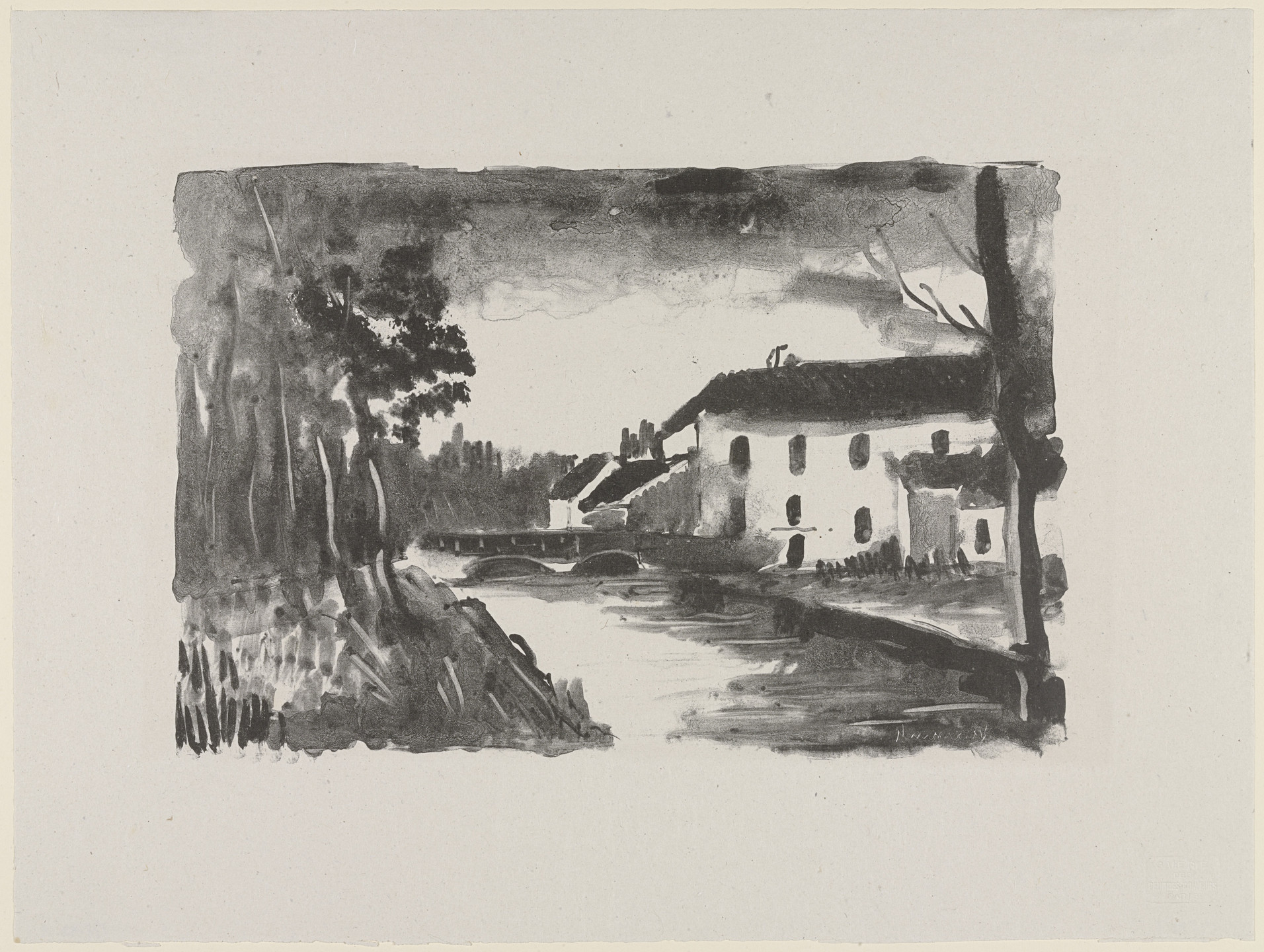 Maurice de Vlaminck. The Mill on the Naze (Le Moulin de la Naze) from Essai dur l&#39;histoire de la lithographie en France. Les Peintures lithographes de Manet à Matisse. Album de lithographies originales.. c. 1924