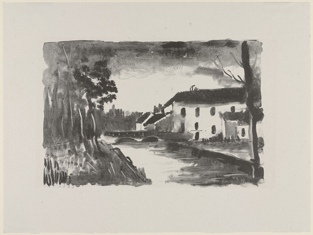The Mill on the Naze (Le Moulin de la Naze) from Essai dur l'histoire de la lithographie en France. Les Peintures lithographes de Manet à Matisse. Album de lithographies originales. by Maurice de Vlaminck