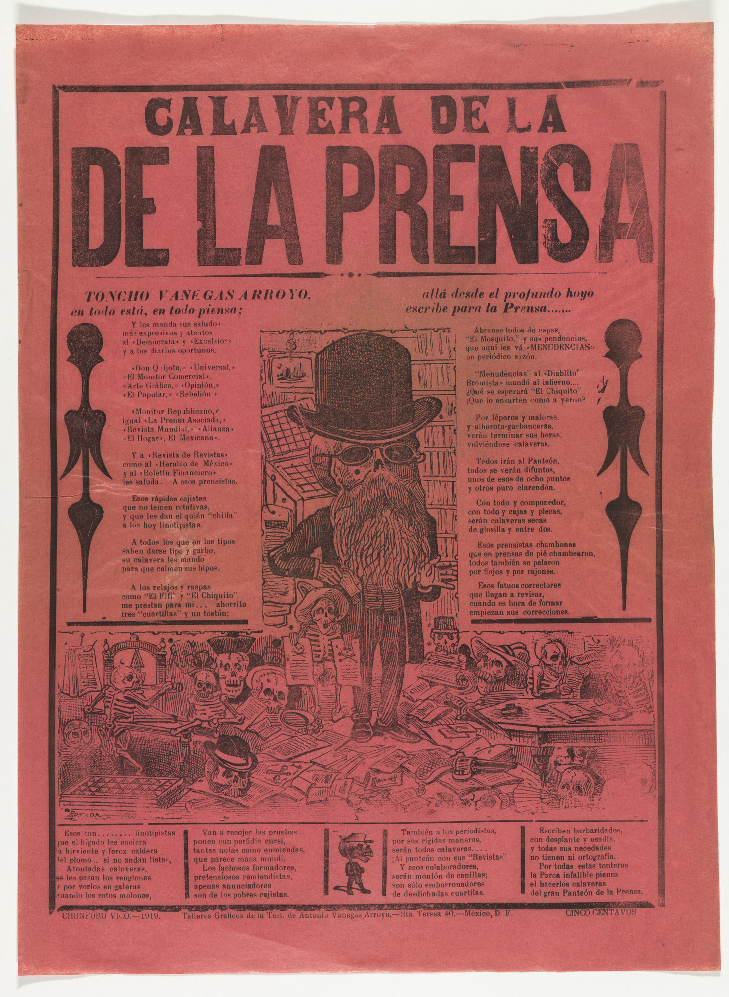 José Guadalupe Posada. Calavera of the Press ( Calavera de la prensa )
