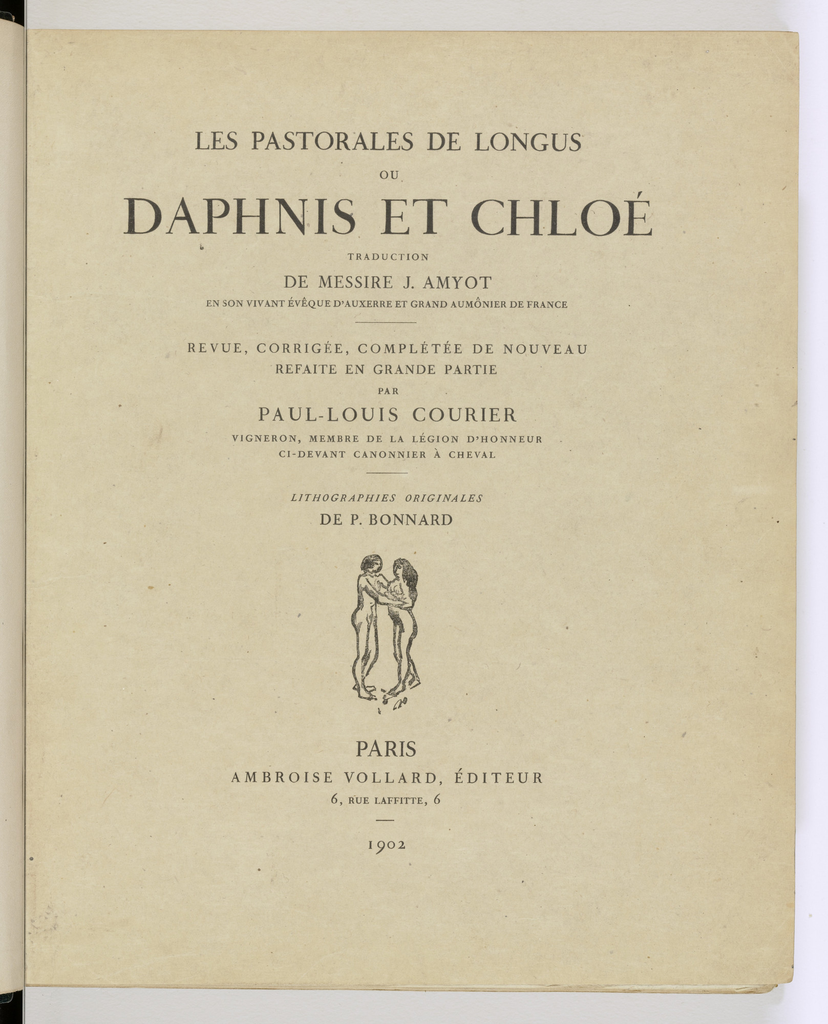 Pierre Bonnard. Title page from Daphnis et Chloé
