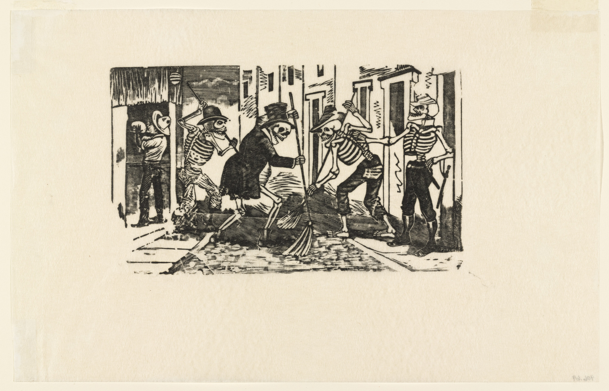 José Guadalupe Posada. Street-Cleaner Calavera (Calavera de los Patinadores)
