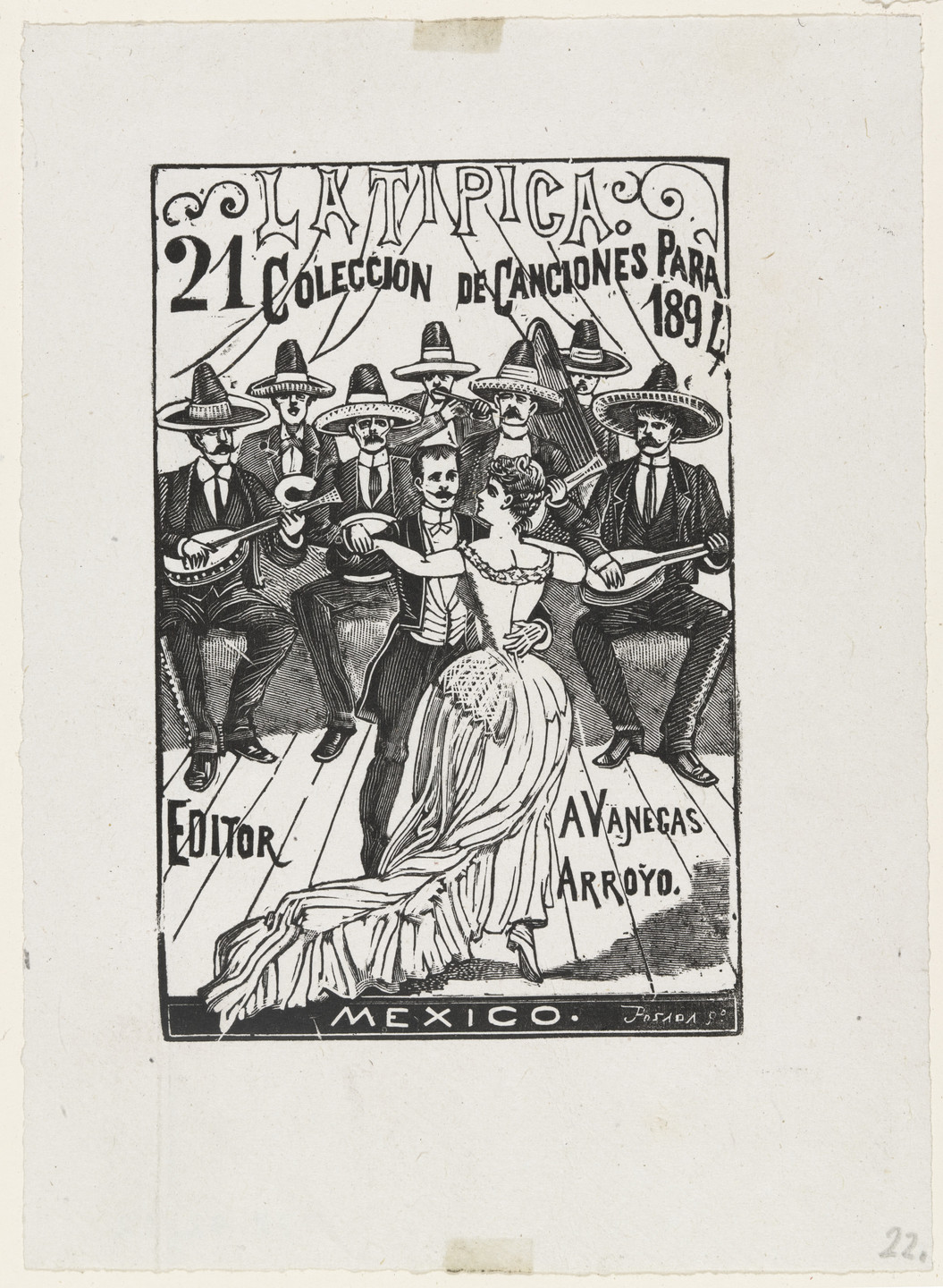 José Guadalupe Posada. Dance Orchestra (La Tipica) from 25 Prints of José Guadalupe Posada. plate 1894, published 1942