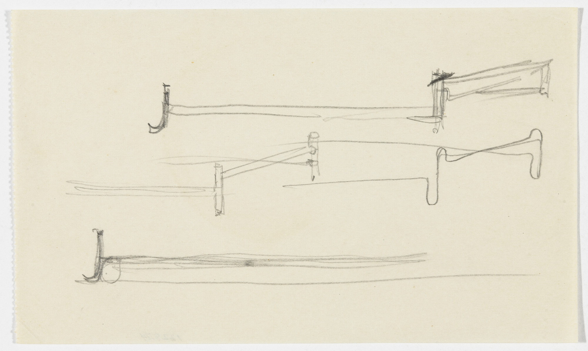 Ludwig Mies van der Rohe. Bed Frame (Perspective and elevation sketches)