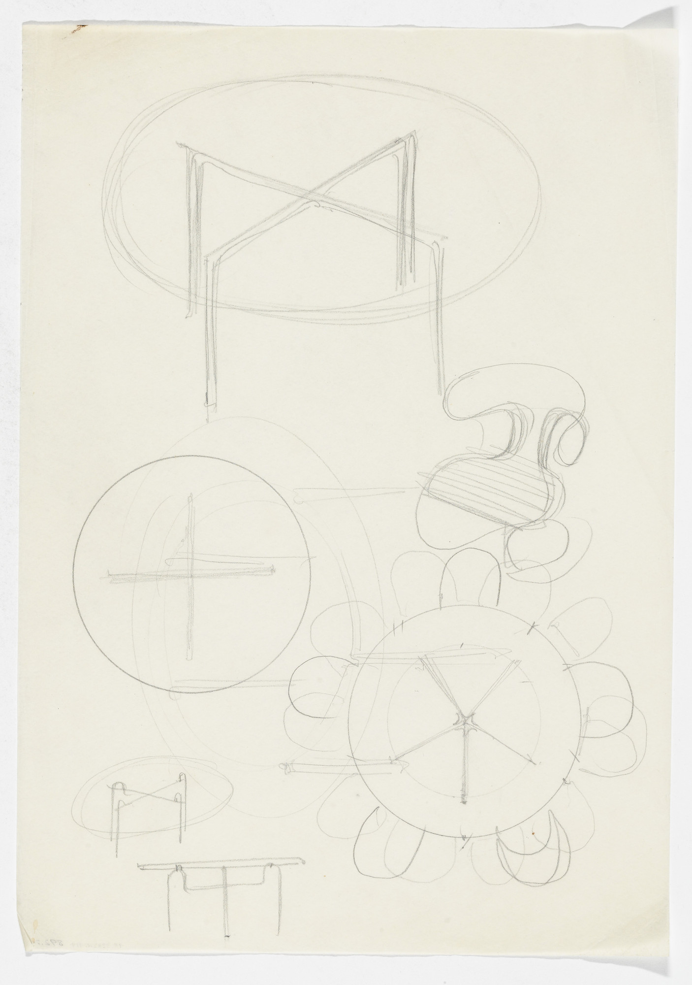Ludwig Mies van der Rohe. Table (Perspective sketches, elevation sketches)