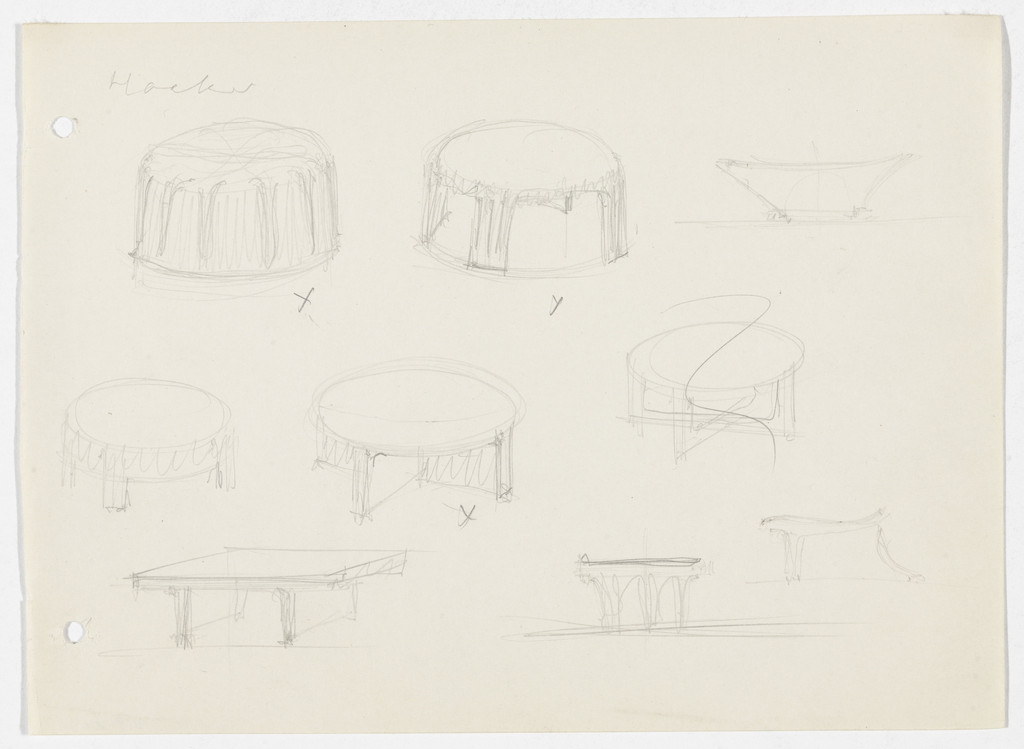 Table/ Stool (Perspective and elevation sketches)