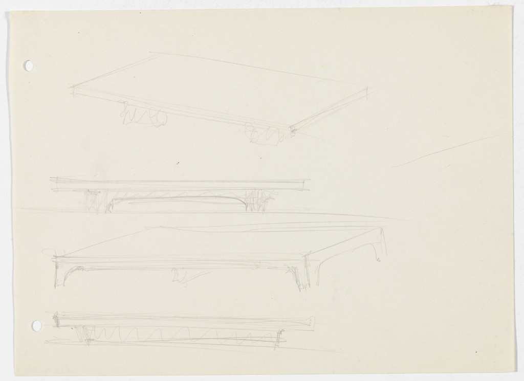 Table (Perspective and elevation sketches)