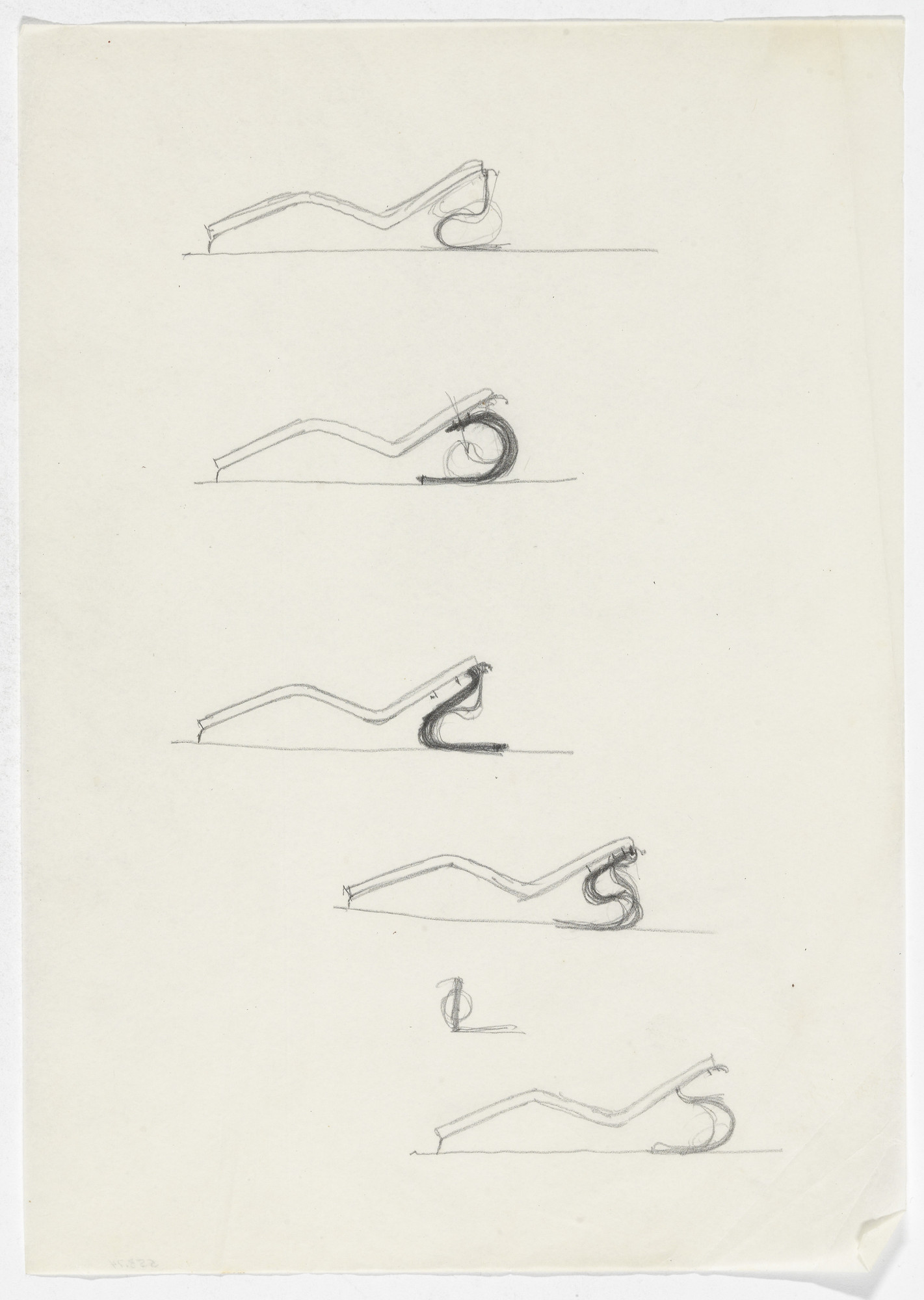 Ludwig Mies van der Rohe. Reclining Chair without Arms (Five elevation sketches)