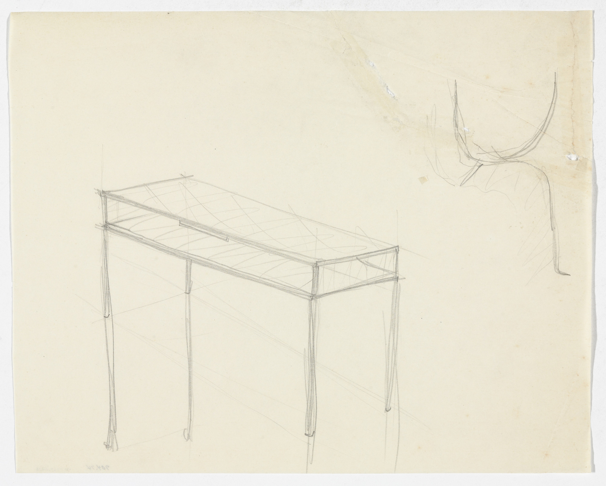 Ludwig Mies Van Der Rohe Table Detail Perspective Sketch